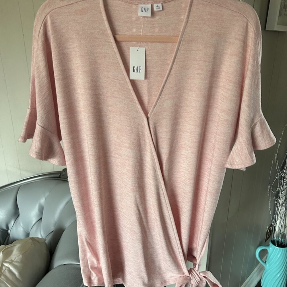 BNWT Blush Knit Wrap top Sz L tall from GAP